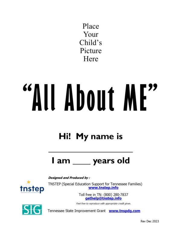 All About Me Booklet Cover image