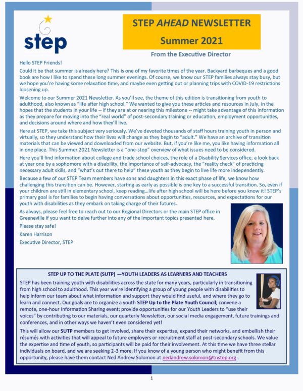 STEP Ahead Newsletter front cover image