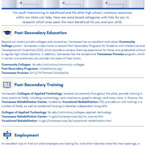 Post-Secondary Services & Resources for Youth with Disabilities Factsheet image