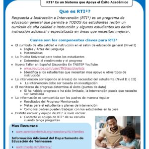 RTI2 Parent Info Guide - SPANISH image