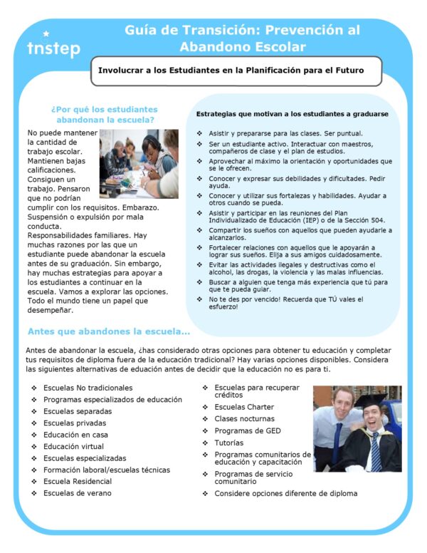 Transition Guide Dropout Prevention - SPANISH image