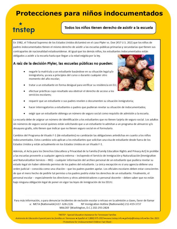 Protections for Undocumented Children SPANISH image