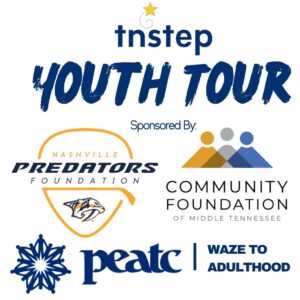 Youth Tour Sponsor logos - Nashville Predators Foundation, Community Foundation, PEATC - WAZE to Adulthood