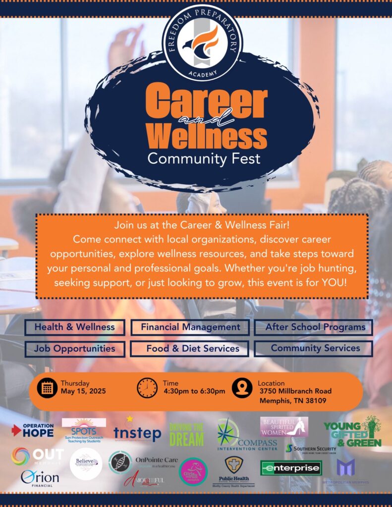 Freedom Preparatory Academy Career & Wellness Community Fair flyer