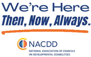 We're Here - Then, Now, Always NACDD logo 2026