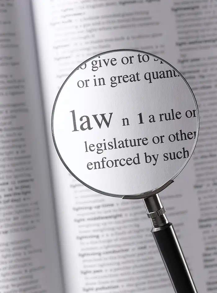 Graphic of law definition in magnifying glass