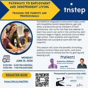 Pathways to Employment and Independent Living - Training for Parents and Professionals Flyer